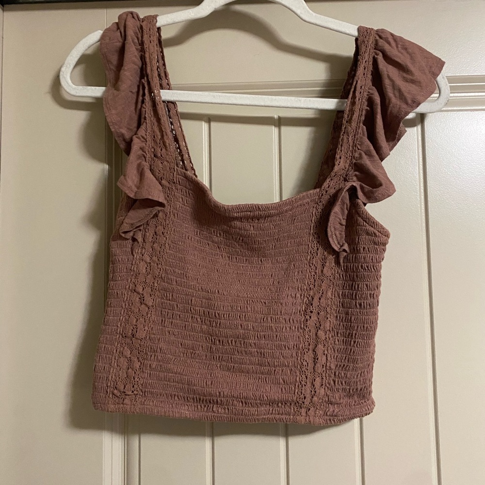 Ruffled Top in Brown